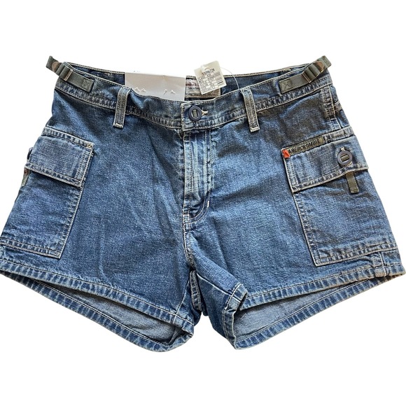 Abercrombie & Fitch Pants - Vtg Y2K Abercrombie & Fitch Ultra Short Denim Shorts Cargo Low Rise 30"‎ Grunge